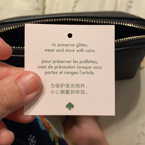 kate spade black glitter cosmetic pouch - Picture 4 of 5